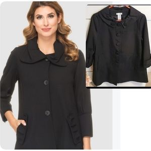 Worthington Black 3/4 Sleeve A-line Coat Dress Blazer Jacket